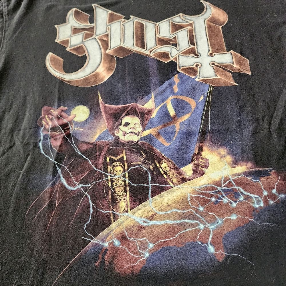 Ghost Swedish Rock Band Papa Emeritus Black Tshirt With Graphics Size Large - Picture 2 of 6